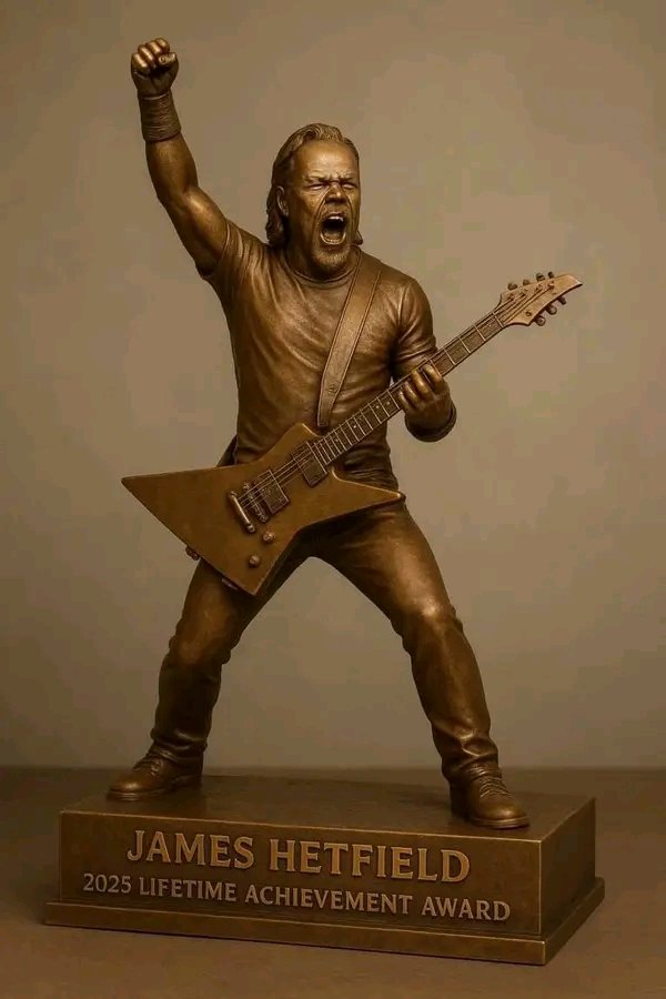 Shockwaves Hit the Plains: Metallica frontman James Hetfield has officially been honored with the 2025 Lifetime Achievement Award Statue for his monumental impact on music and culture a recognition celebrating decades of influence, passion, and legendary performances…Full details below