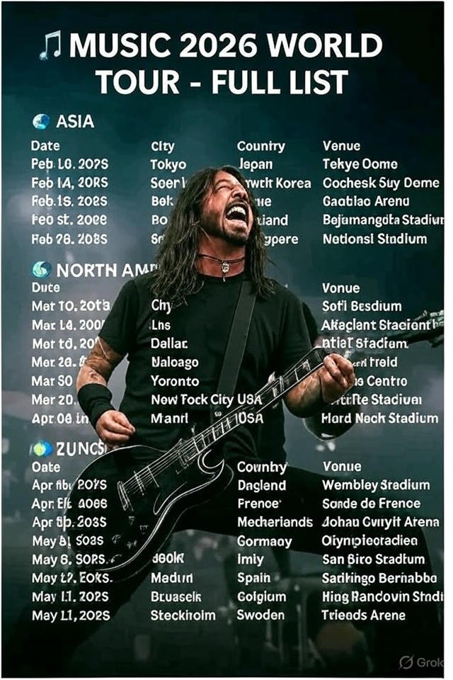 After Receiving Over 150 City Bidsmbb40+ States and Beyond, foo fighters Organizers Finally Reveal the Selected Cities for the 2026 World Tour, Marking a New Era of Unmatched Fan Excitement and Global Expansion…